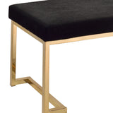 Benzara Fabric Bench with Metal Tubular Base, Gold and Black BM158793 Black, Gold Metal, Fabric BM158793