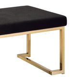 Benzara Fabric Bench with Metal Tubular Base, Gold and Black BM158793 Black, Gold Metal, Fabric BM158793