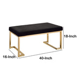 Benzara Fabric Bench with Metal Tubular Base, Gold and Black BM158793 Black, Gold Metal, Fabric BM158793