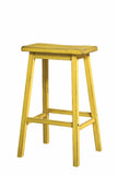 Benzara Wooden Barstool with Saddle Design Seat, Set of 2, Distressed Yellow BM158805 Yellow Solid Wood BM158805