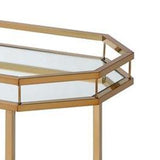 Benzara Metal Serving Cart, Mirror & gold BM158858 Mirror & Gold Mirror Metal Tube Plastic Caster Wheel BM158858