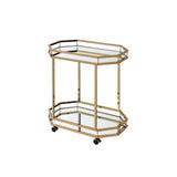 Benzara Metal Serving Cart, Mirror & gold BM158858 Mirror & Gold Mirror Metal Tube Plastic Caster Wheel BM158858