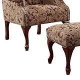 Benzara Classic Accent Chair With Ottoman, Light Brown BM158980 Light Brown MDF BM158980