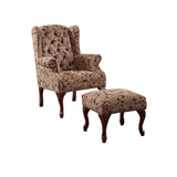 Benzara Classic Accent Chair With Ottoman, Light Brown BM158980 Light Brown MDF BM158980
