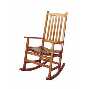 Benzara Traditional Wooden Porch Rocking Chair, Warm Brown BM158982 BROWN RUBBERWOOD BM158982