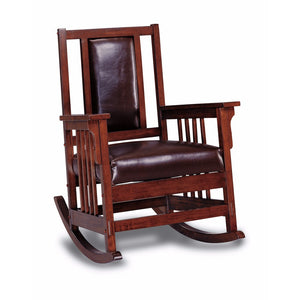 Benzara Traditional Rocking Chair, Warm Espresso BM159013 BROWN SOLIDWOOD BM159013