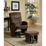 Benzara Extra Relaxing Glider Chair With Ottoman, Chocolate BM159015 Chocolate Brown CHENILLE BM159015