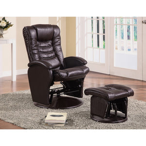 Benzara Practically Worth Glider Chair With Ottoman, Brown BM159017 Brown VINYL BM159017