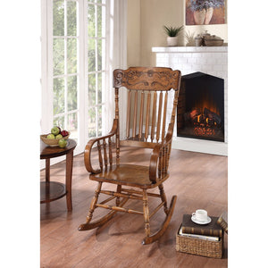 Benzara Antique Style Rocking Chair, Warm Brown BM159019 BROWN ASIAN HARDWOOD BM159019