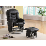 Benzara Stylishly Sophisticated Glider Chair With Ottoman, Black BM159021 Black VINYL BM159021