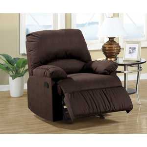 Benzara Cultivated Glider Recliner Chair, Chocolate Brown BM159023 Brown MICROFIBER BM159023