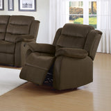 Benzara Debonairly Trimmed Glider Recliner Chair, Chocolate Brown BM159025 Brown  BM159025