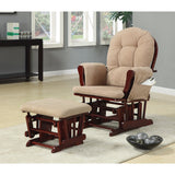 Benzara Chicly Elegant Glider Chair With Ottoman, Brown BM159031 Brown MICROFIBER BM159031