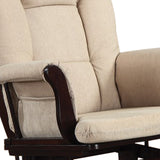 Benzara Functionally Appealing Glider Chair With Ottoman, Beige BM159032 Beige MICROFIBER BM159032