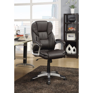 Benzara Executive High-Back Leather Chair, Dark Brown BM159036 DARK BROWN MESH FABRIC BM159036