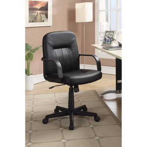 Benzara Medium Back Office Leather Chair, Black BM159038 BLACK POLYURETHANE BM159038