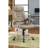 Benzara Leather Faced Executive High-Back Chair, Beige BM159047 BEIGE VINYL BM159047