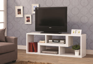 Benzara Hollow-Core TV Console and Bookcase Combination,  White BM159052 White Wood BM159052