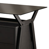 Benzara Modish Metal Computer Desk with Two Storage Drawers, Black BM159061 Black Metal BM159061