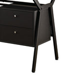 Benzara Modish Metal Computer Desk with Two Storage Drawers, Black BM159061 Black Metal BM159061