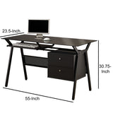 Benzara Modish Metal Computer Desk with Two Storage Drawers, Black BM159061 Black Metal BM159061