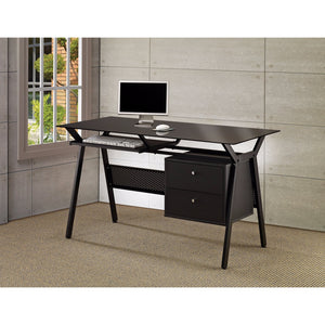 Benzara Modish Metal Computer Desk with Two Storage Drawers, Black BM159061 Black Metal BM159061