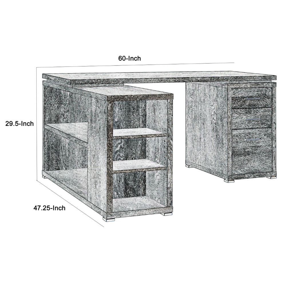 Benzara Modern Style Wooden Office Desk, Gray BM159070 Gray Wood BM159070