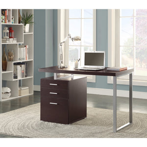 Benzara Contemporary Style Office Desk with File Drawer, Brown BM159071 Brown Wood and Metal BM159071