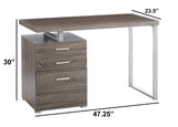 Benzara Modish Office Desk with File Drawer, Gray BM159072 Gray Wood and Metal BM159072