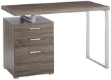 Benzara Modish Office Desk with File Drawer, Gray BM159072 Gray Wood and Metal BM159072