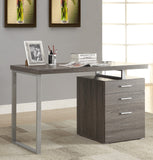 Benzara Modish Office Desk with File Drawer, Gray BM159072 Gray Wood and Metal BM159072