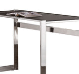 Benzara Elegantly Charmed Metal Writing Desk, Silver BM159084 Silver Metal BM159084