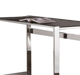 Benzara Elegantly Charmed Metal Writing Desk, Silver BM159084 Silver Metal BM159084