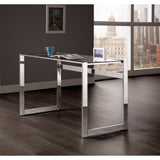 Benzara Elegantly Charmed Metal Writing Desk, Silver BM159084 Silver Metal BM159084