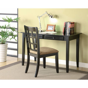 Benzara Sturdy 2 Piece Wooden Desk Set, Black BM159086 Black Wood BM159086