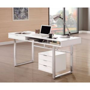Benzara Contemporary Style Wooden Writing Desk, White BM159101 White Wood BM159101