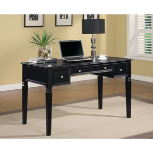 Benzara Classic Wooden Writing Desk with Keyboard Drawer, Black BM159108 Black Wood BM159108