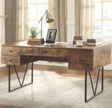 Benzara Voguish Style Writing Desk With 4 Drawers, Brown BM159114 Brown Wood BM159114