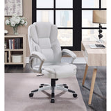 Benzara Leather, Contemporary Executive High-Back Chair, White BM159125 WHITE PLYWOOD BM159125