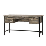 Benzara Rustic Style Wooden Writing Desk with Drawers BM159133 Brown Wood BM159133