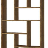 Benzara Metal and Wood Modern Style Bookcase with Multiple Shelves, Brown BM159134 Brown Particle Board, MDF, and Metal BM159134