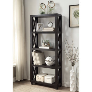 Benzara Transitional Style Bookcase with Four Shelves, Brown BM159147 Brown Wood BM159147