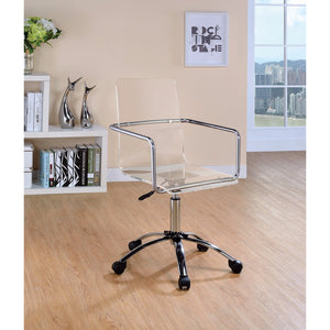 Benzara Modern Design Transparent Acrylic Adjustable Office Chair, Clear BM159157 Clear ACRYLIC BM159157