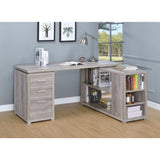 Benzara Contemporary Style L-Shaped Office Desk, Gray BM159165 Gray Wood BM159165