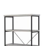 Benzara Sophisticated Wood and Metal Open Bookcase, Gray BM159171 Gray Wood and Metal BM159171