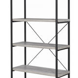 Benzara Sophisticated Wood and Metal Open Bookcase, Gray BM159171 Gray Wood and Metal BM159171