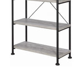 Benzara Sophisticated Wood and Metal Open Bookcase, Gray BM159171 Gray Wood and Metal BM159171