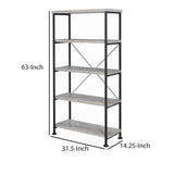 Benzara Sophisticated Wood and Metal Open Bookcase, Gray BM159171 Gray Wood and Metal BM159171