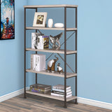 Benzara Sophisticated Wood and Metal Open Bookcase, Gray BM159171 Gray Wood and Metal BM159171