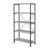 Sophisticated Wood and Metal Open Bookcase, Gray